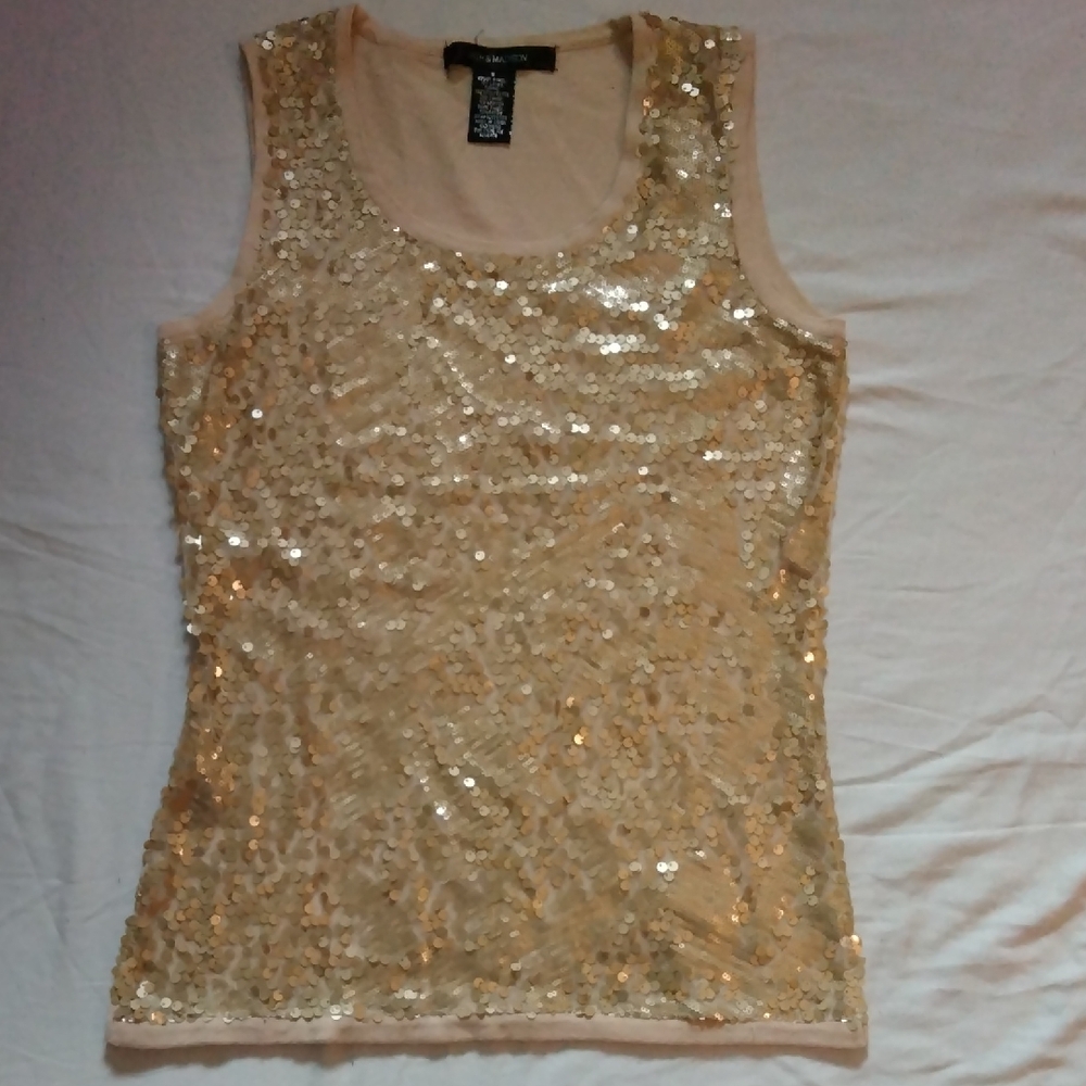 89th & Madison Gold Sequin Tank Top